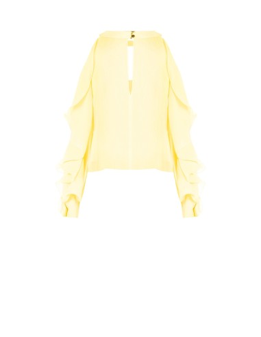 Wijde georgetteblouse met cut-out en ruches aan de mouwen van Rinascimento