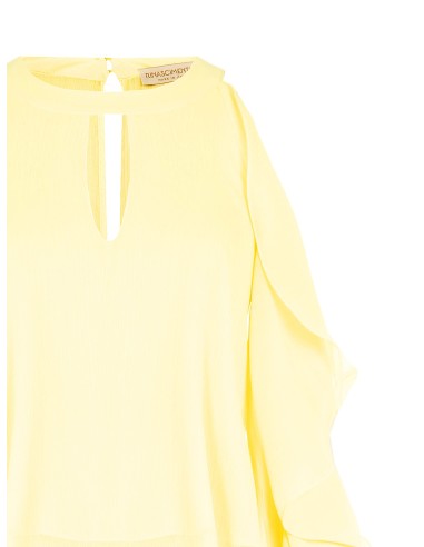 Wijde georgetteblouse met cut-out en ruches aan de mouwen van Rinascimento