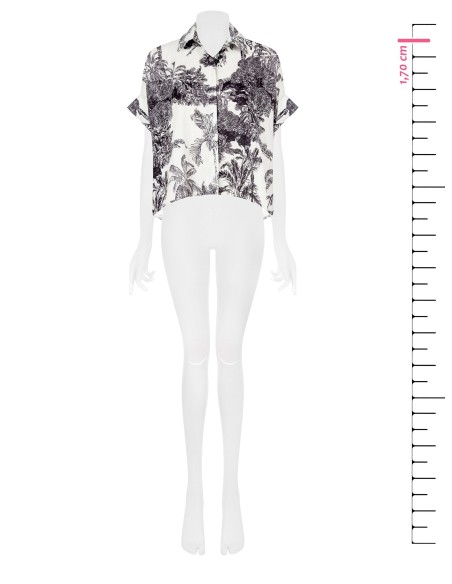 Oversized asymmetrisch overhemd met junglemotief Rinascimento