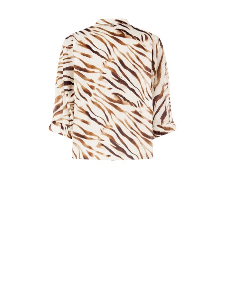 Oversized katoenen overhemd met opstaande kraag en V-hals van Rinascimento