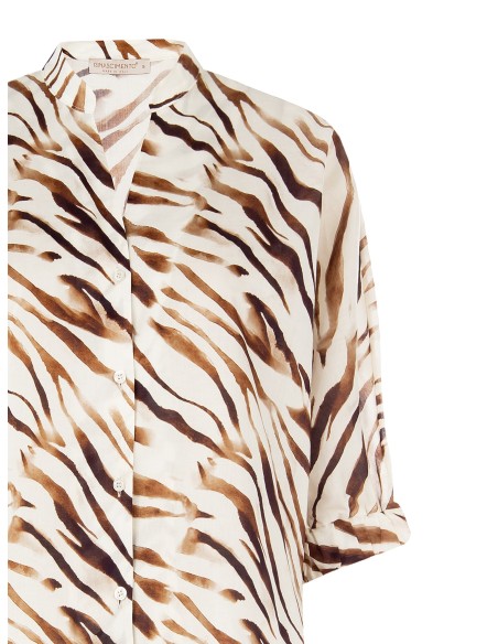 Chemise en coton avec col mandarin et col en V Rinascimento