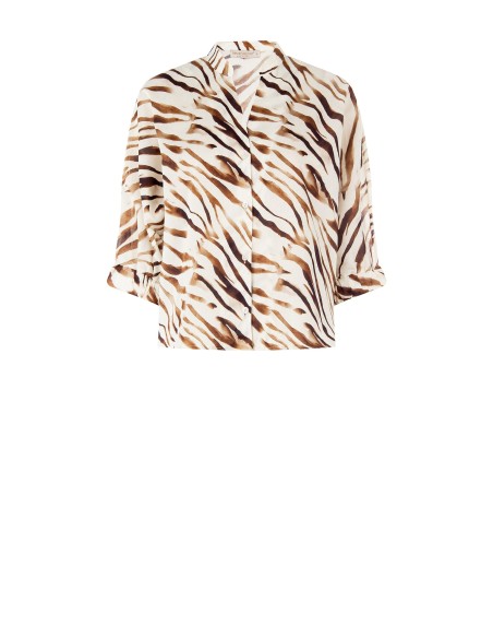 Oversized katoenen overhemd met opstaande kraag en V-hals van Rinascimento