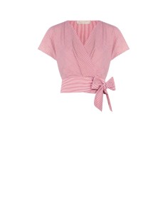 Rinascimento gestreepte katoenen wikkelblouse