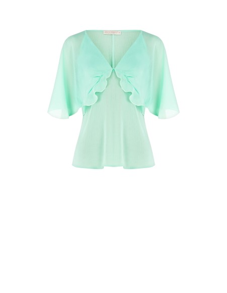 Mouwloze blouse van crêpon met vlindermouwen Rinascimento