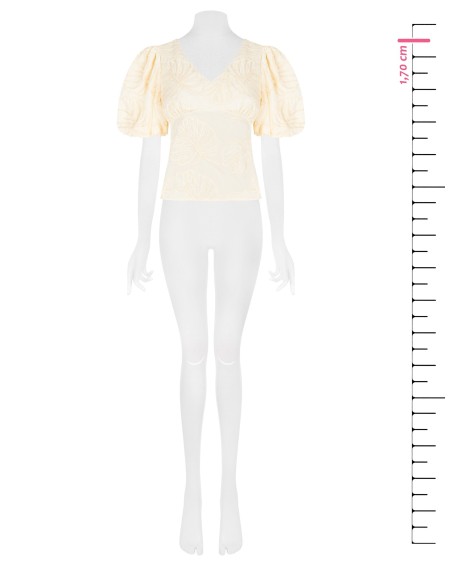 Rinascimento - Top en coton plié avec broderie de feuilles et encolure en V