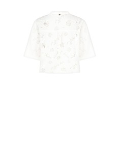 Ruime blouse van katoenmix met bloemenborduursel en ajourdetails, met V-hals Rinascimento 2