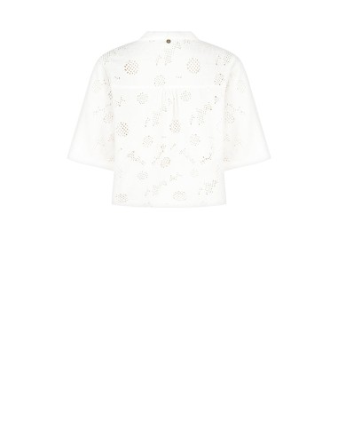 Rinascimento - Chemise à col en V large en coton mélangé brodé de fleurs et perforé