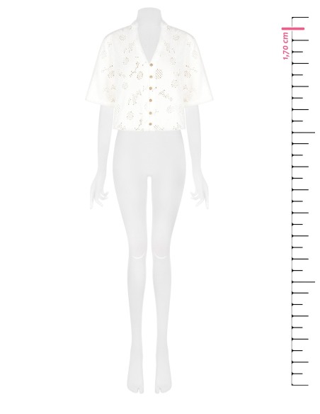 Ruime blouse van katoenmix met bloemenborduursel en ajourdetails, met V-hals Rinascimento