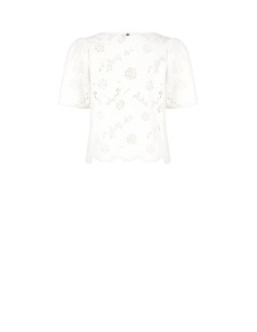 Ruime blouse van katoenmix, geborduurd met bloemen en voorzien van ajourdetails van Rinascimento 2