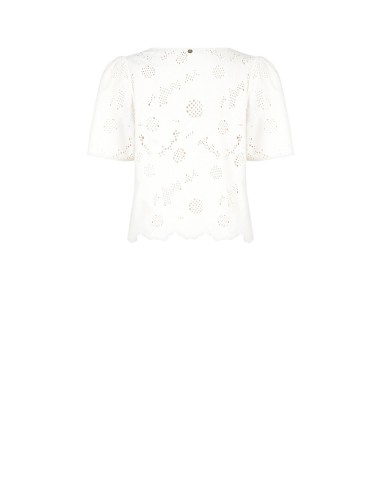 Ruime blouse van katoenmix, geborduurd met bloemen en voorzien van ajourdetails van Rinascimento