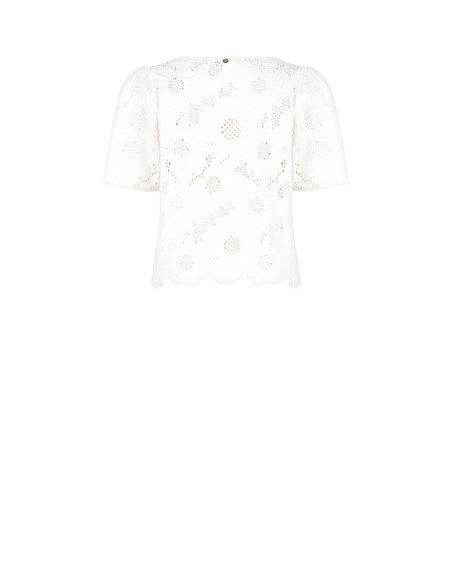Ruime blouse van katoenmix, geborduurd met bloemen en voorzien van ajourdetails van Rinascimento