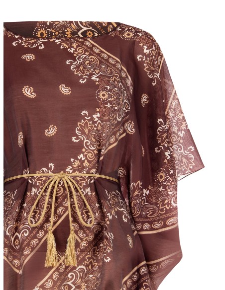 Chemisier kimono en viscose avec ceinture en corde assortie Rinascimento