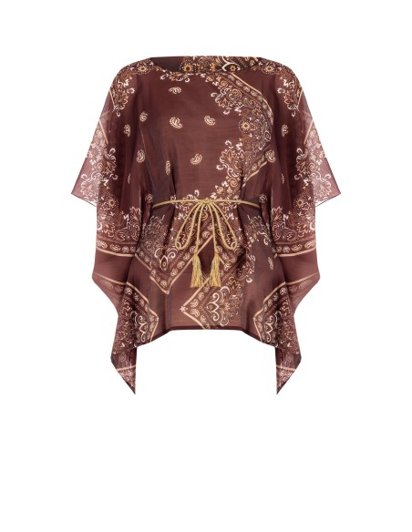 Chemisier kimono en viscose avec ceinture en corde assortie Rinascimento