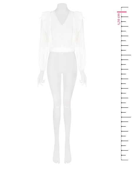 Ballonblouse van ecologische vezel met V-hals Rinascimento