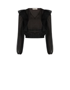 Ballonblouse van ecologische vezel met V-hals Rinascimento