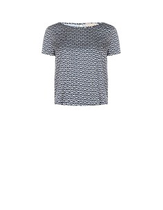 Vloeiende blouse van bedrukte satijnstof Rinascimento