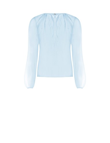 Blouse en tissu léger semi-transparent avec volants Rinascimento