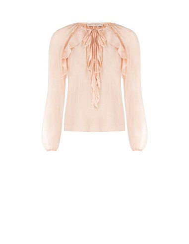 Blouse en tissu léger semi-transparent avec volants Rinascimento