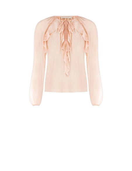 Blouse en tissu léger semi-transparent avec volants Rinascimento