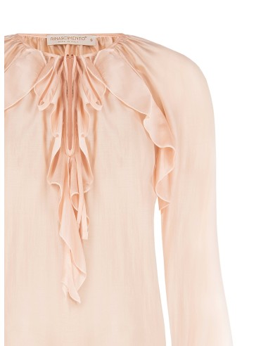 Blouse en tissu léger semi-transparent avec volants Rinascimento