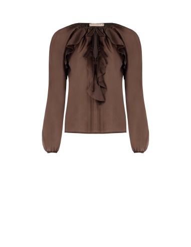 Blouse en tissu léger semi-transparent avec volants Rinascimento