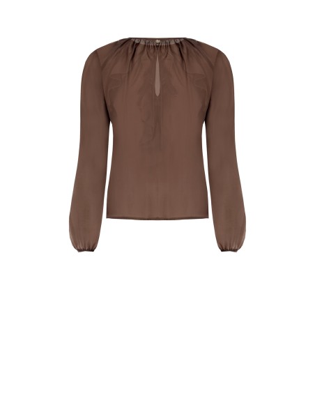 Blouse en tissu léger semi-transparent avec volants Rinascimento