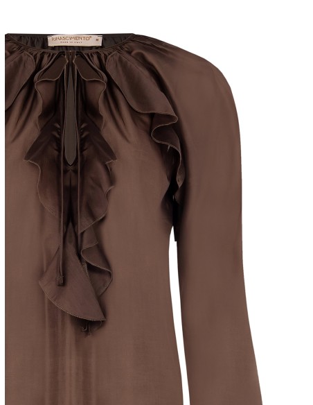 Blouse en tissu léger semi-transparent avec volants Rinascimento