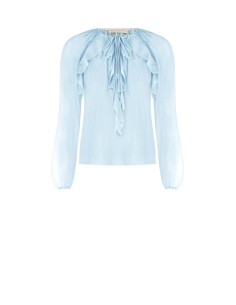 Blouse en tissu léger semi-transparent avec volants Rinascimento