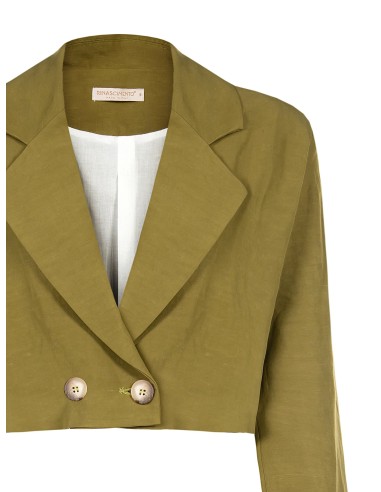 Veste blazer courte en mélange de lin Rinascimento