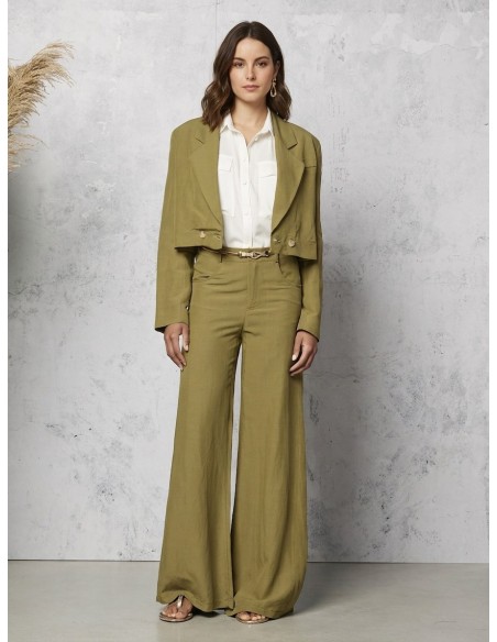 Veste blazer courte en mélange de lin Rinascimento