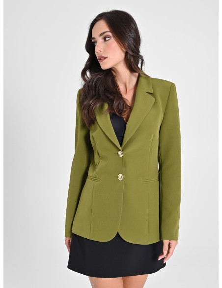 Technical Fabric Blazer Jacket With Logo Buttons Rinascimento