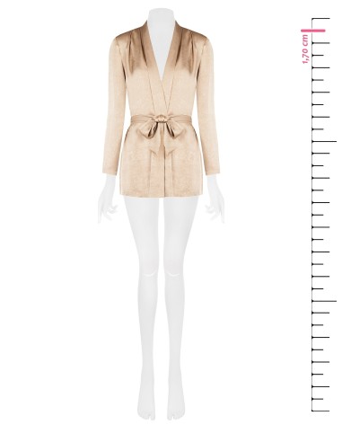 Veste ouverte en satin légèrement froissé avec épaulettes et ceinture coordonnée Rinascimento