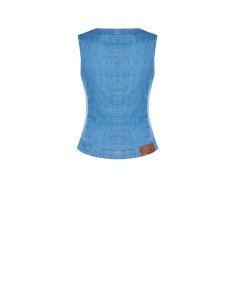 Gilet cintré long en denim léger extensible Rinascimento 2