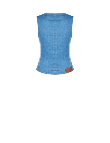 Getailleerd lang gilet van lichte stretchdenim van Rinascimento