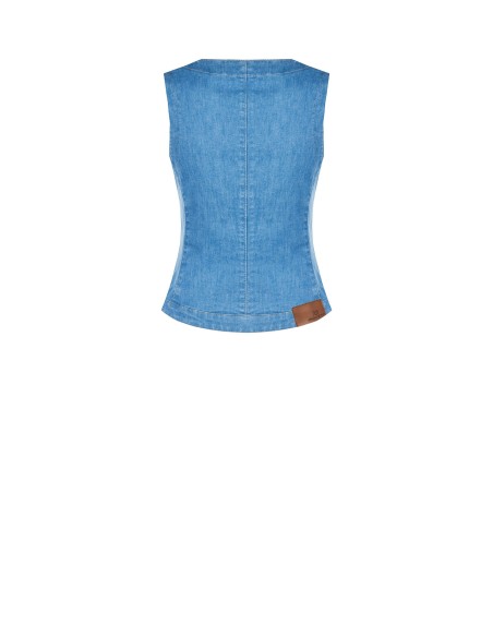 Gilet cintré long en denim léger extensible Rinascimento