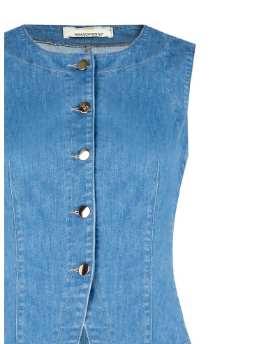 Gilet cintré long en denim léger extensible Rinascimento