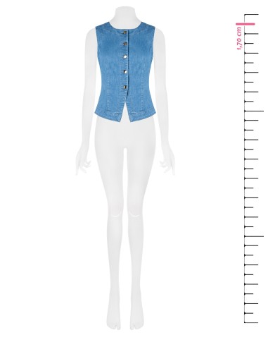 Getailleerd lang gilet van lichte stretchdenim van Rinascimento