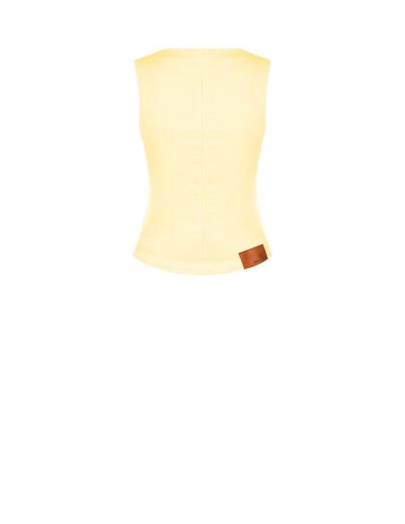Gilet cintré long en denim extensible Rinascimento