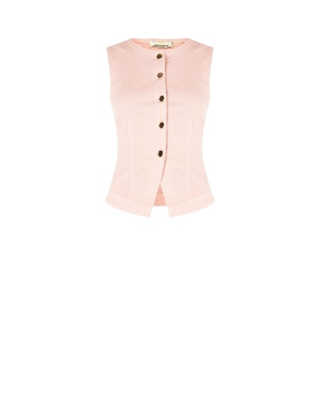 Gilet cintré long en denim extensible Rinascimento