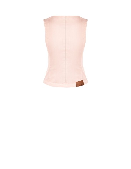 Gilet cintré long en denim extensible Rinascimento