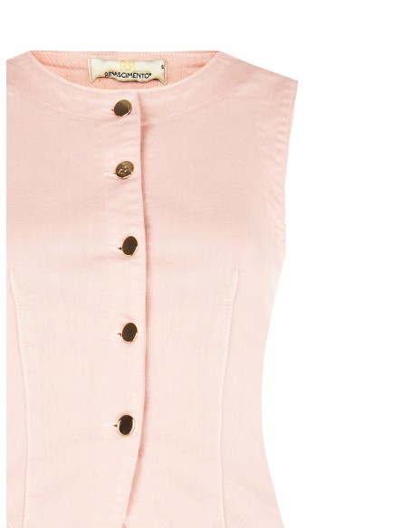 Gilet cintré long en denim extensible Rinascimento