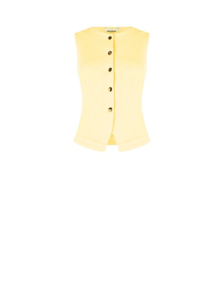 Gilet cintré long en denim extensible Rinascimento