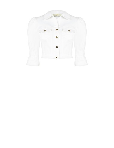 Cropped spijkerjasje van stretchdenim met zakjes Rinascimento