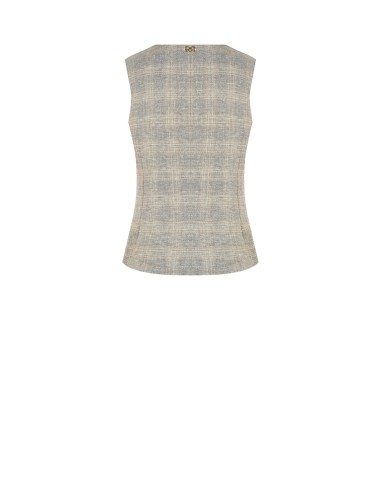 Gilet ample à carreaux en mélange de coton et de lin Rinascimento