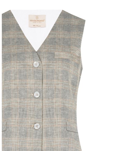 Gilet ample à carreaux en mélange de coton et de lin Rinascimento