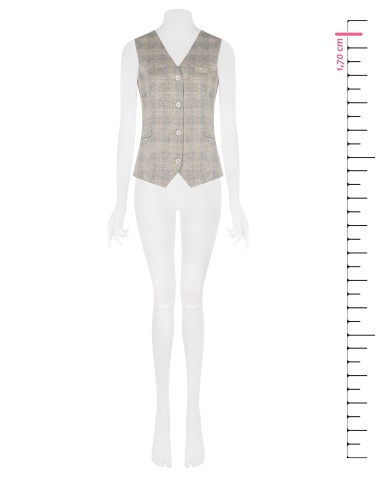 Gilet ample à carreaux en mélange de coton et de lin Rinascimento