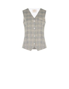 Gilet ample à carreaux en mélange de coton et de lin Rinascimento