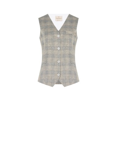 Gilet ample à carreaux en mélange de coton et de lin Rinascimento