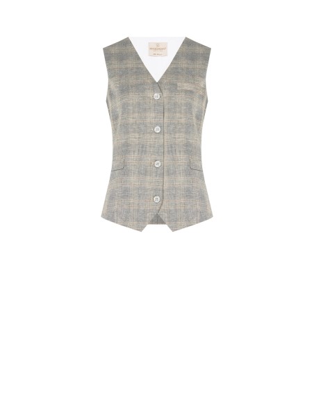 Gilet ample à carreaux en mélange de coton et de lin Rinascimento