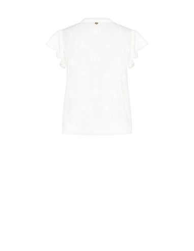 Blouse ample en coton rayé, brodée et ajourée, Rinascimento